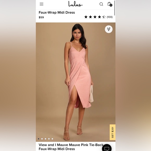 Lulus Faux-Wrap MIDI Dress Size Medium - Picture 1 of 5